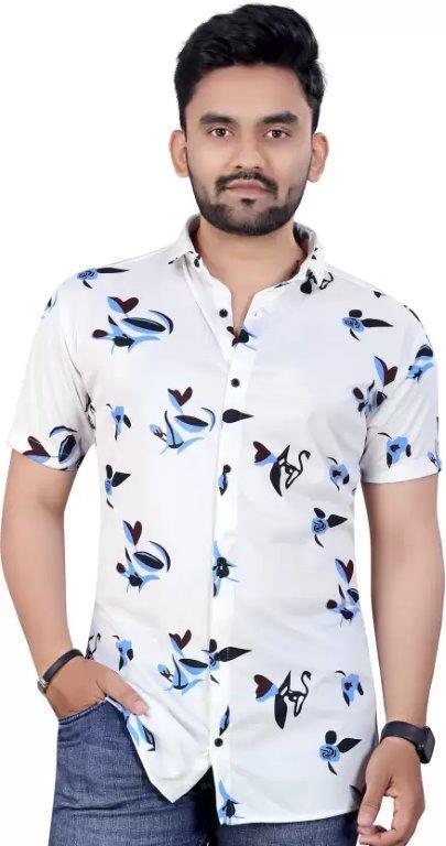 Men's Printed Lycra Half Sleeves Shirt