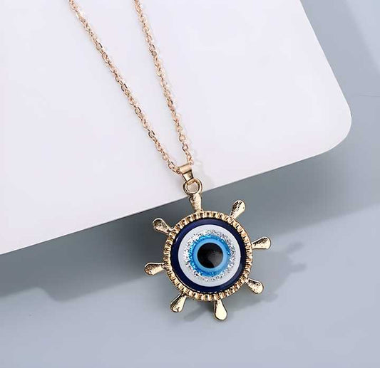 Western Silver Evil Eye Chain Necklace For Women & Girls