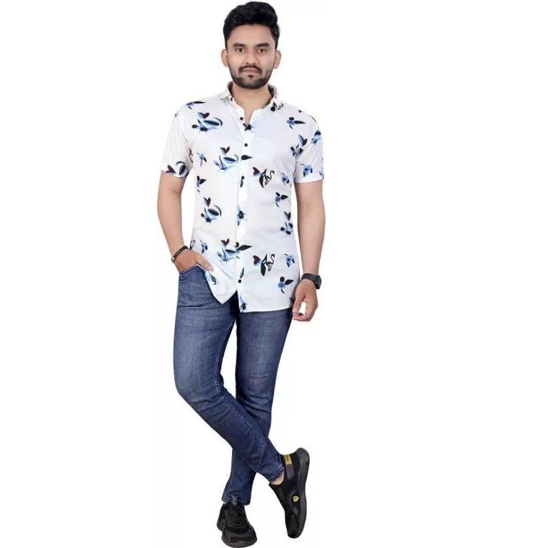 Men's Printed Lycra Half Sleeves Shirt