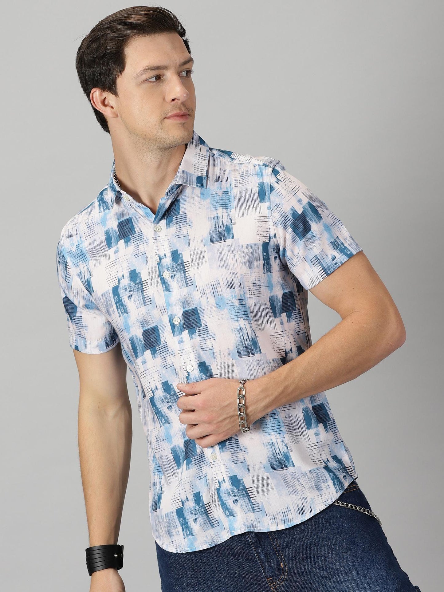 Be The Bold Rayon Printed Half Sleeves Regular Fit Mens Casual shirt